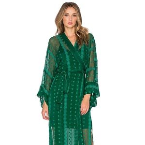 House of Harlow Green Poppy Kimono Maxi Dress